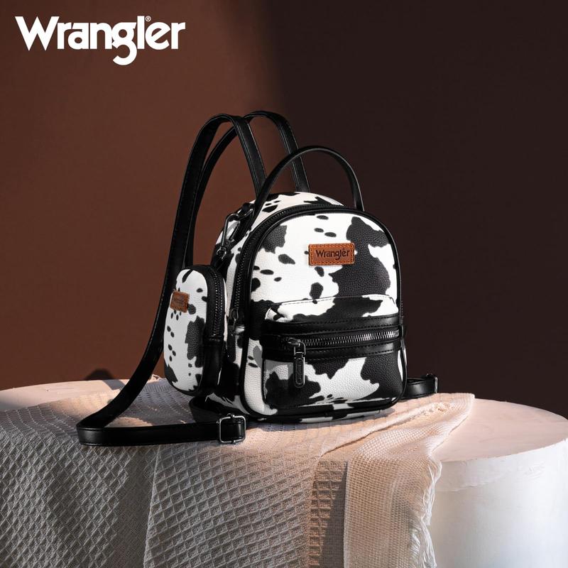 Wrangler Mini Cow Print Backpack Cute Backpack Purse for CowLovers-Fall Fashion