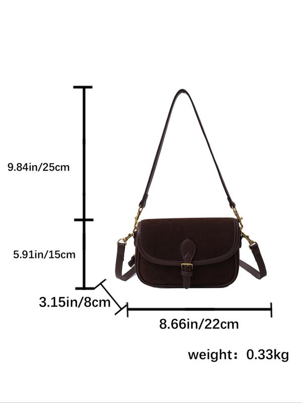 Women's Solid Color Belted Design Crossbody Bag, Fashionable PU Leather Shoulder Bag for Daily Used, Casual Trendy Versatile High-quality Daily Commuting Bag