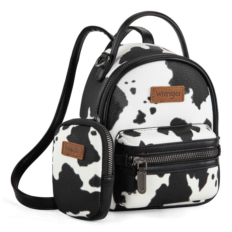 Wrangler Mini Cow Print Backpack Cute Backpack Purse for CowLovers-Fall Fashion