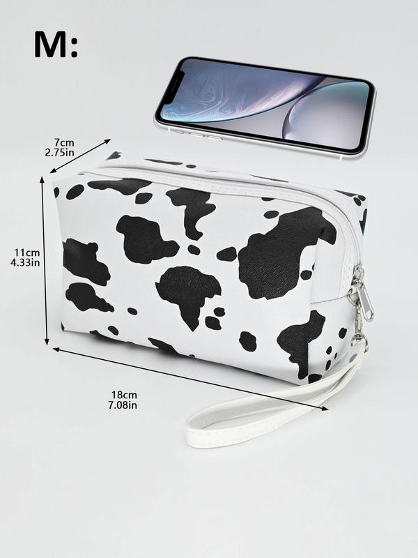 Cow Pattern Makeup Bag,  Portable Cosmetic Storage Bag, Zipper Makeup Organizer Pouch, Versatile Storage Bag for Skincare, Shampoo, Lotion, Shower Gel