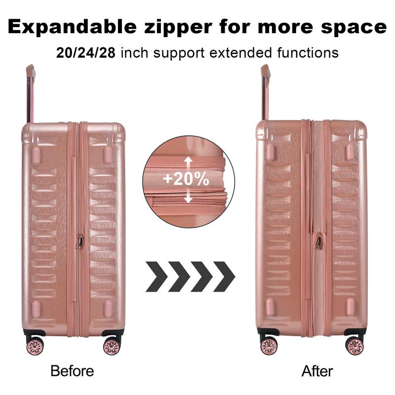 New 3-Piece Set Lightweight TSA Lock Luggage Compartment with Rotating Wheels - 20“ 24” 28 Inches