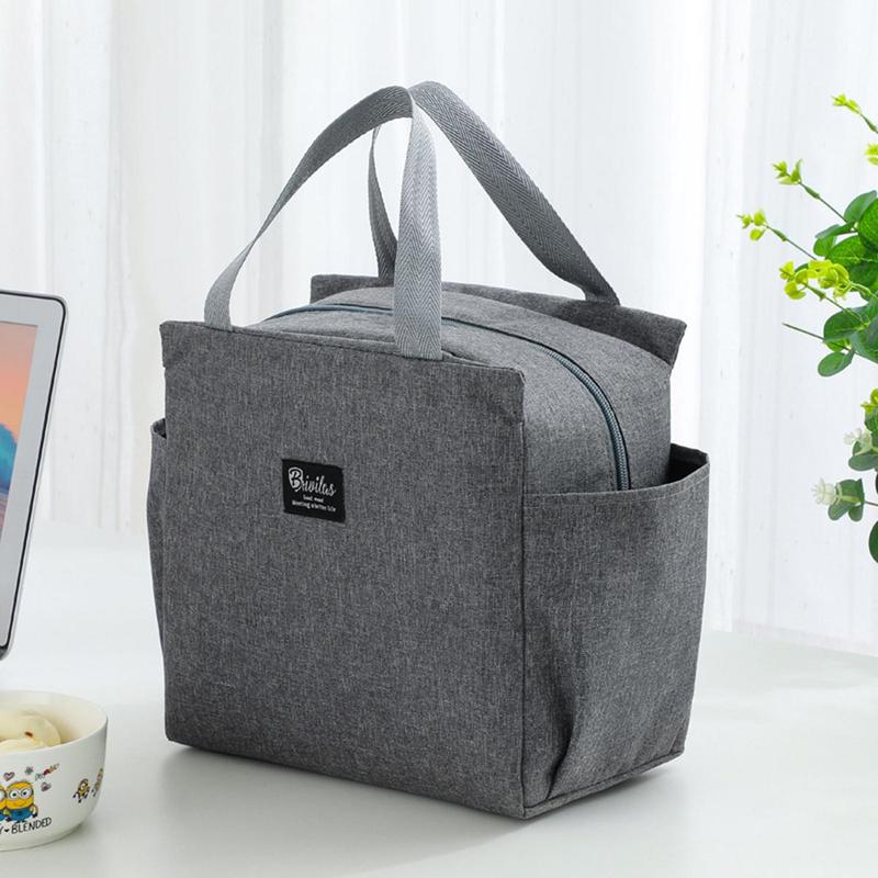 Bento Bag, 1 Count Double Pocket Insulated Lunch Bag, Lunch Box Bag with Handle, Kitchen Gadgets, Household Kitchen Accessories