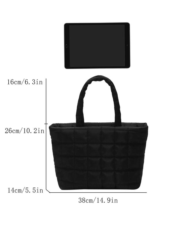 Women's Elegant Plaid Tote Bag, Simple Plain Commuter Large Capacity Shoulder Bag, Fashionable Tote Bag for Women & Girls for Work & Travel