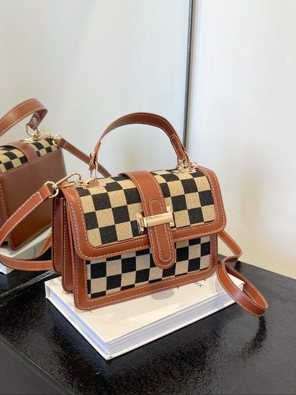 Women's Fashionable Plaid Pattern Handbag, Casual Versatile Shoulder Bag for Daily Used, Trendy All-match Commuter Bag