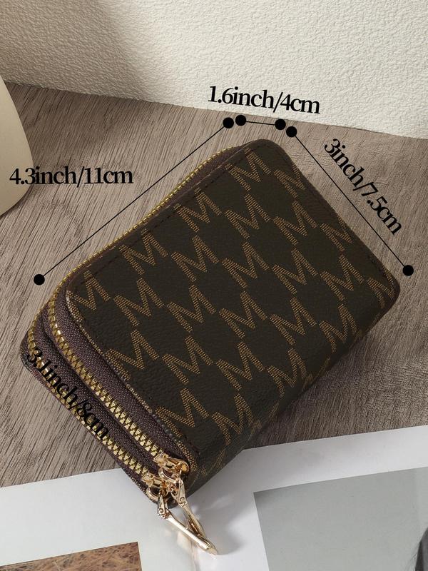 Women's Elegant Letter Pattern Zipper Short Wallet, 1 Count Trendy PU Leather Card Holder, Fashionable Card Holder for Daily Use for Women & Girls