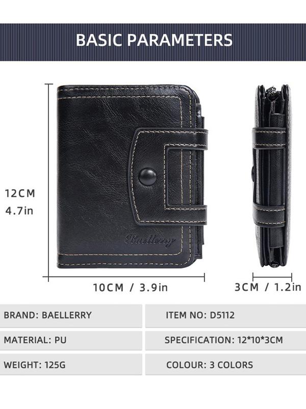 Men's Minimalist Three Fold Rfid Card Holder with Zipper Coin Pocket, Casual Trendy Short Wallet for Men, Fashionable Wallet for Daily Use