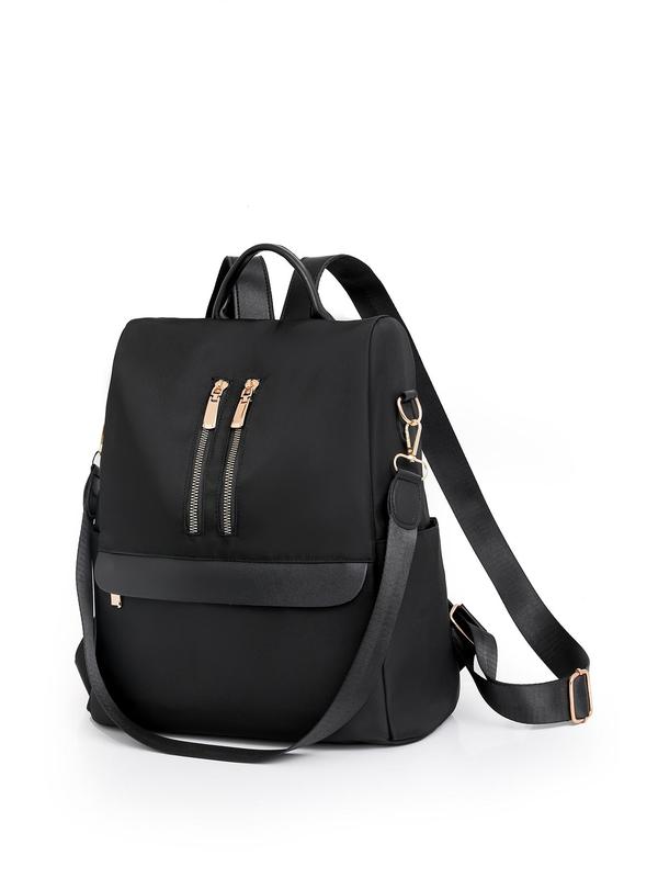 Women's Fashionable Plain Color Backpack, 2024 New Style Casual Large Capacity Shoulder Bag for Daily Travel Work Commute, Simple Student School Bag