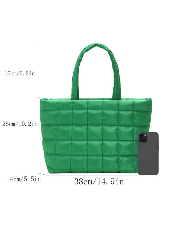 Women's Elegant Plaid Tote Bag, Simple Plain Commuter Large Capacity Shoulder Bag, Fashionable Tote Bag for Women & Girls for Work & Travel