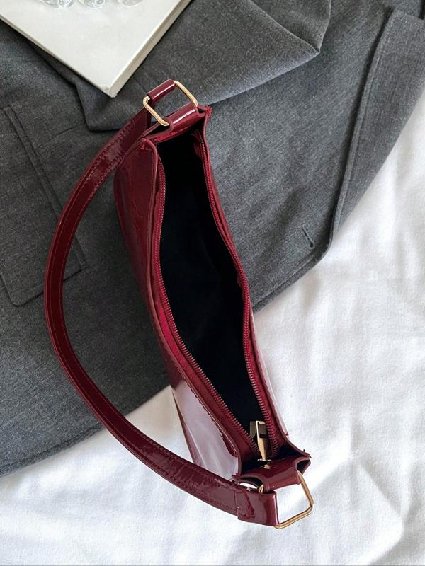 Women's Elegant Solid Color Handbag, Fashionable PU Leather Baguette Bag for Daily Used, Casual Trendy Versatile High-quality Daily Commuting Bag