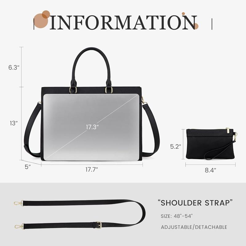 Laptop Bag for Women, 17.3 inch Laptop Tote Computer Briefcase for Work Large Waterproof Handbag Professional Shoulder Bag for Women Business Office