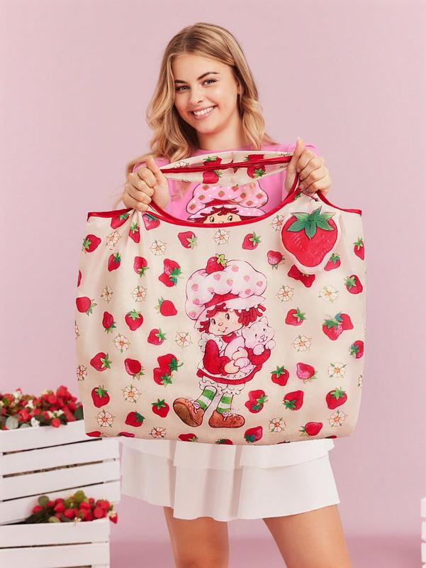 Strawberry Shortcake Cute Strawberry Print RPET Foldable Reusable Shopping Bag – Trendy & Eco-Friendly Tote for Strawberry Lovers