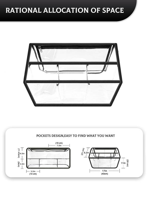 2024 Clear Beach Bag Organizer for Summer, Original Accessories for Xl Bogg Bag, Transparent Divided Storage Bag with Zipper, Bag Insert for Women & Girls, Back To School Bag Accessories