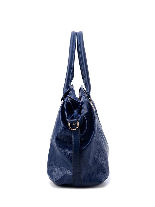 Women's Fashionable Plain Pu Leather Handbag, Elegant Casual Versatile Zipper Tote Bag, Simple All-match Bag for Daily Life & Work