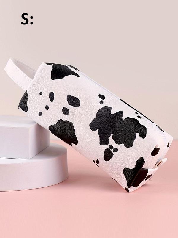 Cow Pattern Makeup Bag,  Portable Cosmetic Storage Bag, Zipper Makeup Organizer Pouch, Versatile Storage Bag for Skincare, Shampoo, Lotion, Shower Gel