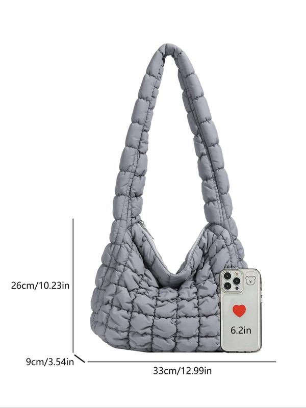 Women's Solid Color Quilted Puffer Crossbody Bag, Fashionable Large Capacity Shoulder Bag for Daily Used, Casual Trendy Versatile High-quality Daily Commuting Bag