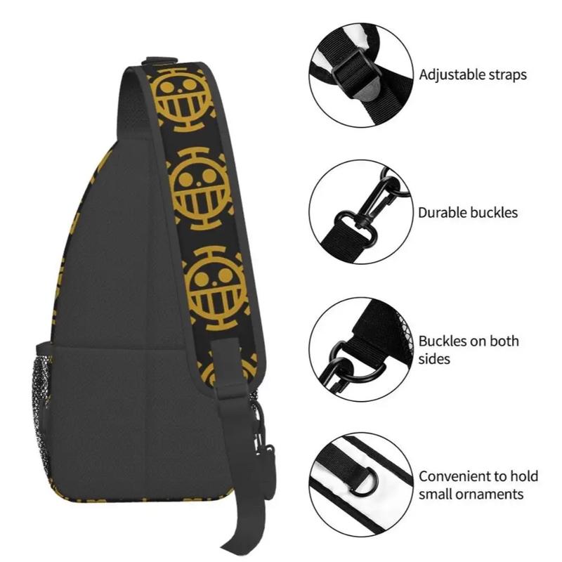 Trafalgar Law Crossbody Chest Bags with Multiple Pockets Anime Manga Shoulder Bag Hearts Pirate Backpack for Traveling Sports and Adult Teens Unisex Back to School - Luffy Straw Hat Zoro Roronoa