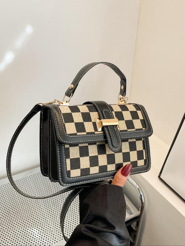 Women's Fashionable Plaid Pattern Handbag, Casual Versatile Shoulder Bag for Daily Used, Trendy All-match Commuter Bag