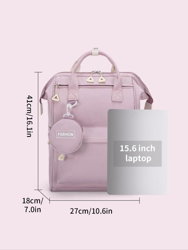 Unisex Preppy Style Minimalist Backpack with Coin Purse, Large Capacity School Bag for Students, Trendy Versatile Backpack for Travel & Back To School