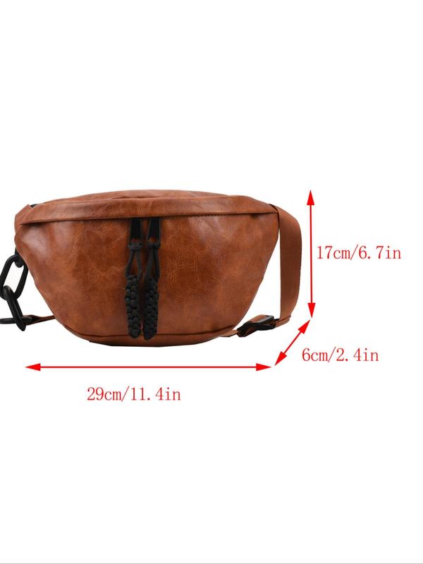 Fashion Solid Color Fanny Pack,Casual Pu Leather Zipper Shoulder Bag with Wide Shoulder Strap, Casual Trendy Versatile High-quality Daily Commuting Bag Chest Bag