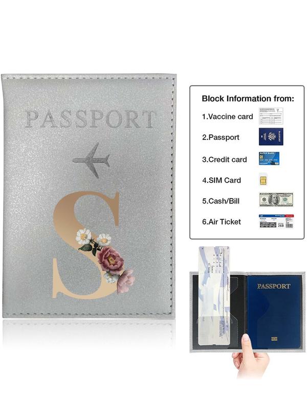 Fashion Letter Pattern Passport Case, Lightweight Travel Composite Leather Wallet with Card Slots, Casual Style Bifold Passport Cover Holder for Going Out