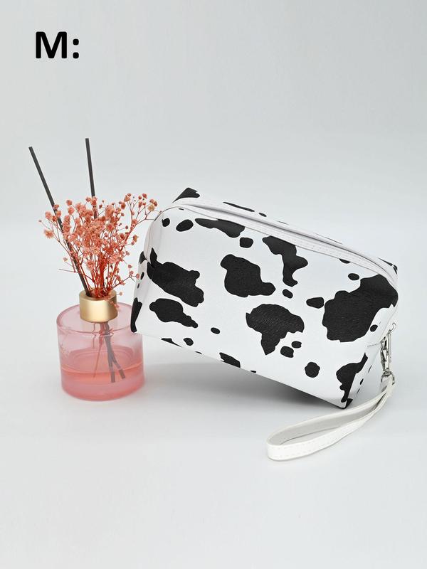 Cow Pattern Makeup Bag,  Portable Cosmetic Storage Bag, Zipper Makeup Organizer Pouch, Versatile Storage Bag for Skincare, Shampoo, Lotion, Shower Gel