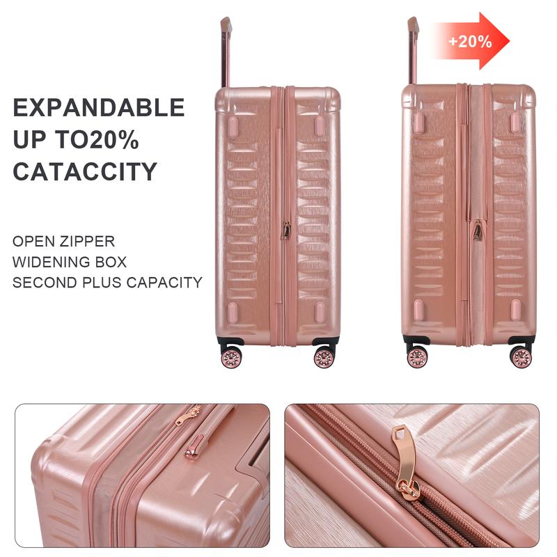 New 3-Piece Set Lightweight TSA Lock Luggage Compartment with Rotating Wheels - 20“ 24” 28 Inches