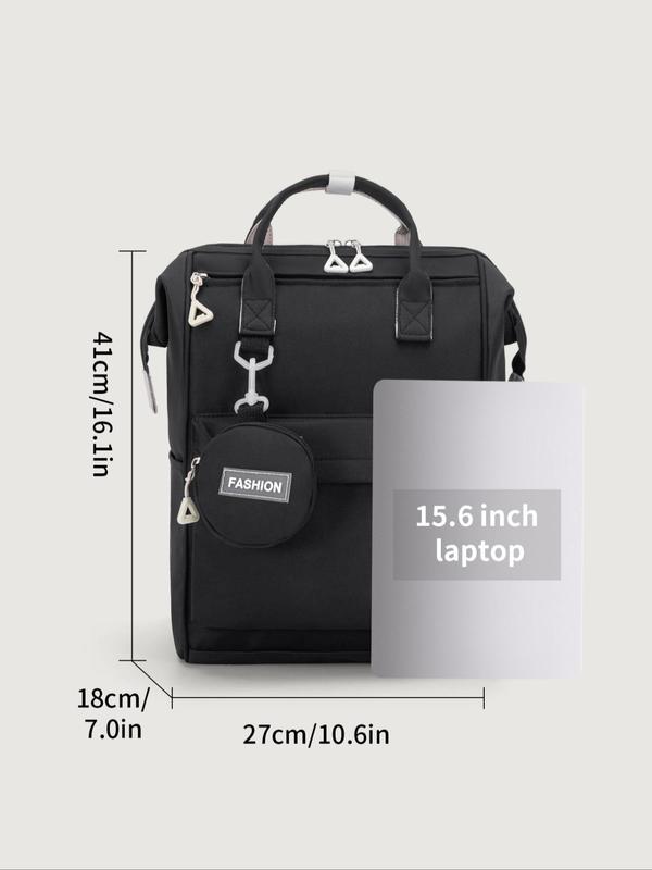 Unisex Preppy Style Minimalist Backpack with Coin Purse, Large Capacity School Bag for Students, Trendy Versatile Backpack for Travel & Back To School