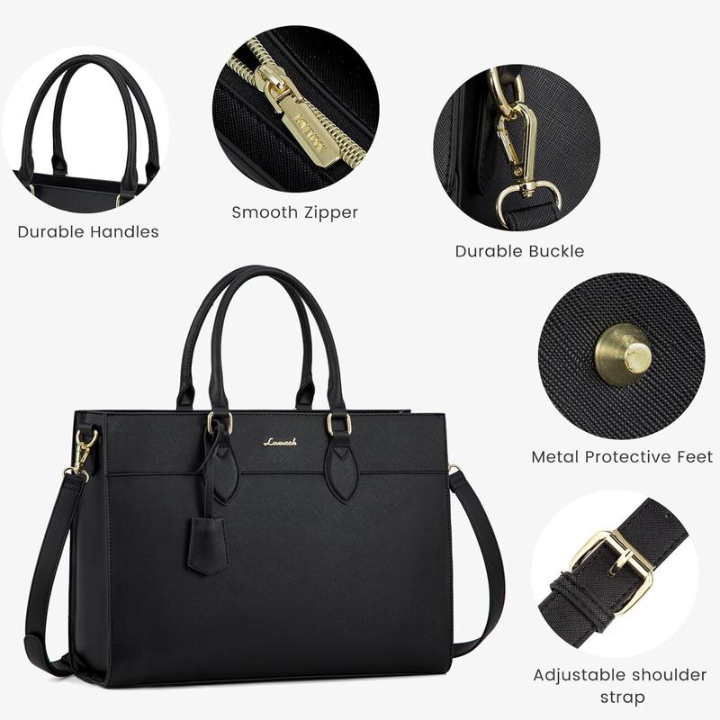 Laptop Bag for Women, 17.3 inch Laptop Tote Computer Briefcase for Work Large Waterproof Handbag Professional Shoulder Bag for Women Business Office