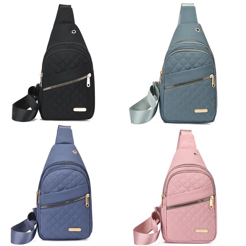 Stylish Multi-pocket zipper Sling Backpack for Women,Adjustable Shoulder Strap, Multi-Pocket Fanny Pack with Zipper Closure, Polyester Lining, Oxford Cloth Material, Solid Color Pattern,Perfect for Casual Sports Travel and Crossbody Use