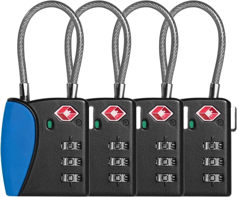 TSA Approved  Luggage Locks, 3 Digit Combination Padlocks, Travel Lock for Suitcases & Bag, oy , Travel Accessories (4 ) (Navy)