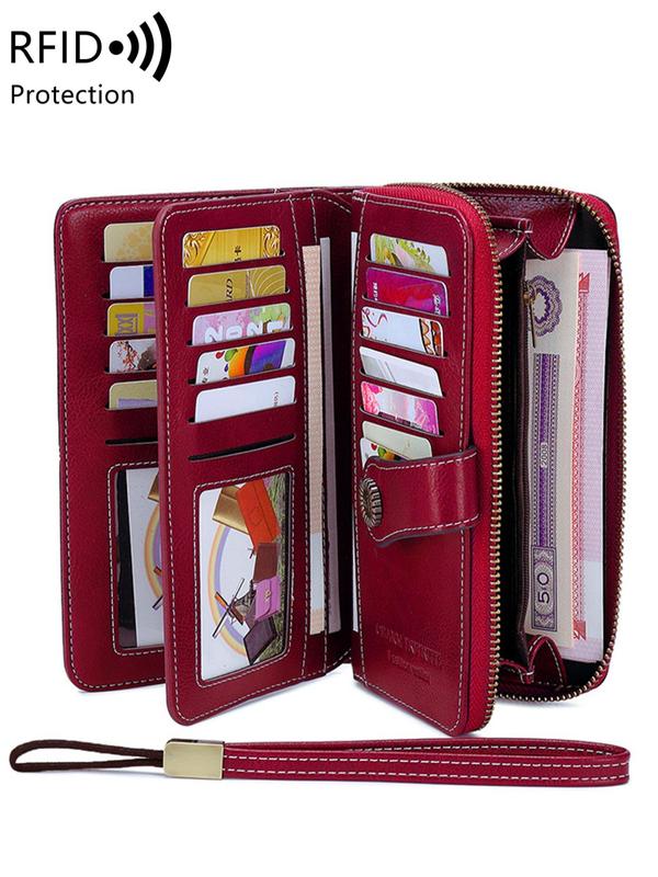 Women's Vintage Long Wallet Bag & Wristband, Summer 2024 Trendy Multi-card Slot Long Clutch Purse for Women, RFID Blocking Long Wallet for Daily & Back To School, Fall Outfits, Fall Freshness, for Fall