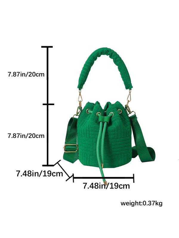 Women's Minimalist Elegant Solid Color Bucket Bag, Fashion All-match Flannelette Bucket Handbag, Fashionable Adjustable Strap Design Crossbody Bag for Daily Used