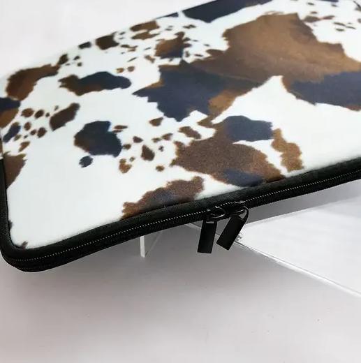 Brown Cowprint Laptop Tablet Case for Travel and Protection