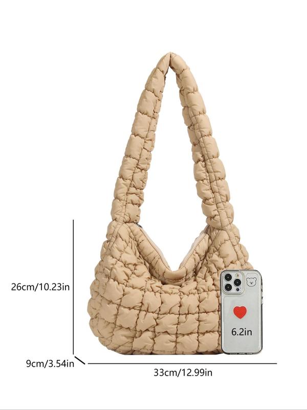 Women's Solid Color Quilted Puffer Crossbody Bag, Fashionable Large Capacity Shoulder Bag for Daily Used, Casual Trendy Versatile High-quality Daily Commuting Bag