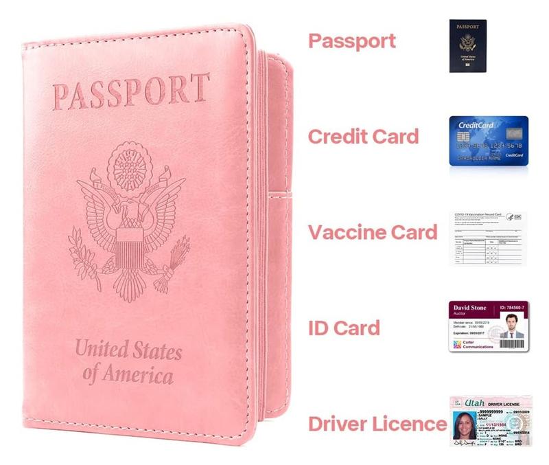 Passport Holder, Passport and Vaccine Card Holder Combo Passport Cover Passport Wallet Rfid Passport Holder Passport Case Passport Card Holder Family Pen Holder Passport Holder for Women Men