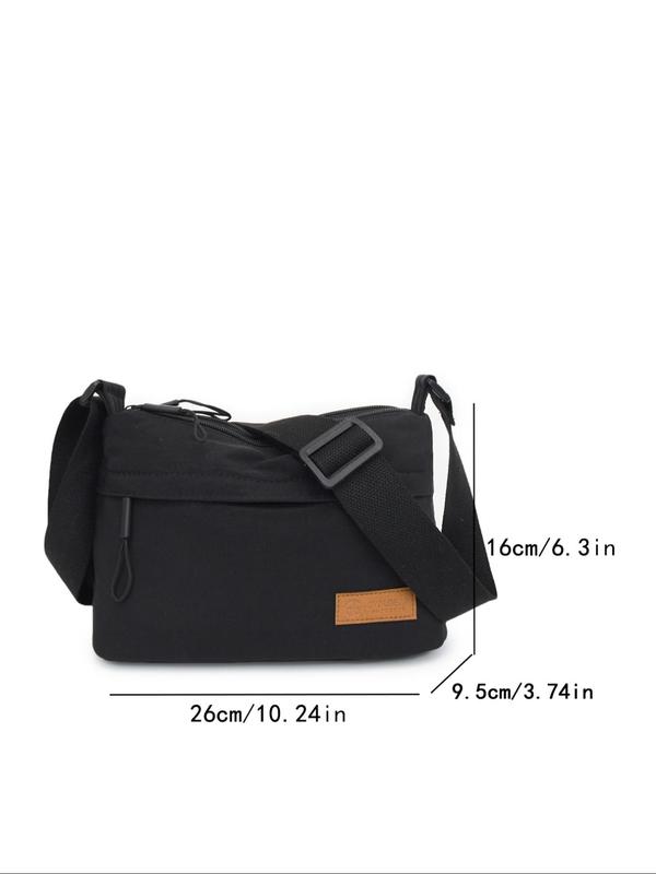 Women's Solid Nylon Crossbody Bag, Fashionable Casual Versatile Zipper Shoulder Bag for Daily Used, Trendy All-match Commuter Bag