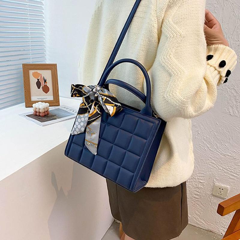 Womens Stylish Plaid Shoudler Bags Soft PU Surface HandBags Chic Crossbody Bags Trendy Tote Bags