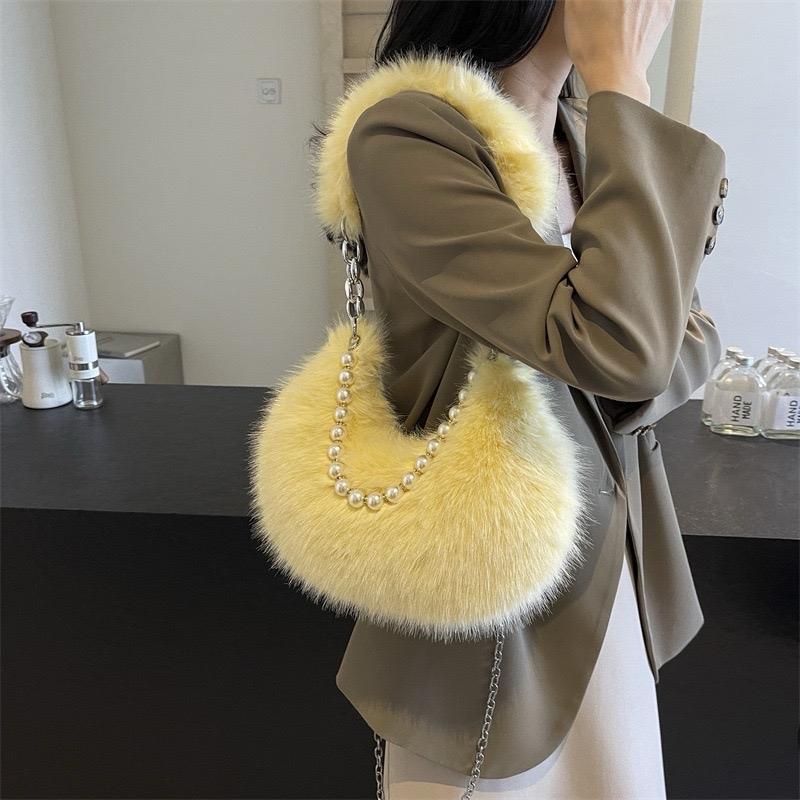 Women's Shoulder Handbags Faux Fur Tote Bag Fluffy Satchel Handbags for Women, Mom, Friend, Bridesmaids