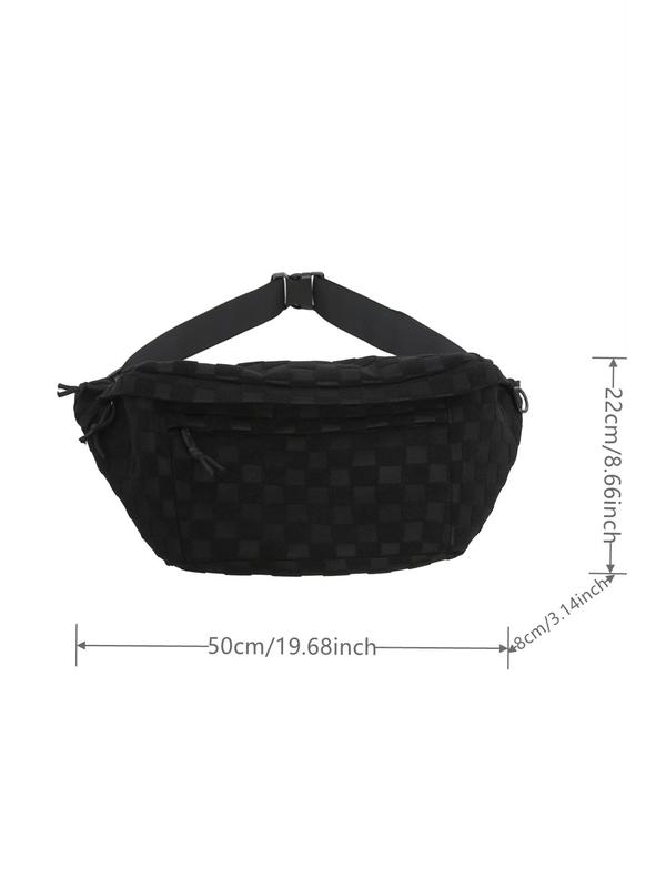 Women's Fashionable Plaid Textured Fanny Pack, Simple Zipper Large Capacity Sports Bum Bag, Casual All-match Chest Bag for Daily Used, Bags for Women