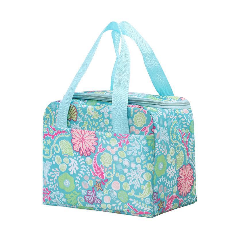 Floral Pattern Lunch Bag, 1 Count Large Capacity Insulated Bag, Oxford Cloth Lunch Box Bag for Home Kitchen Outdoor Camping Picnic