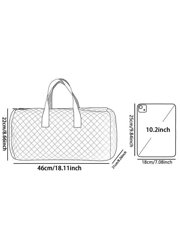 Bow Pattern Quilted Duffle Bag, Large Capacity Travel Bag, Portable Overnight Bag, Fashionable Travel Bag for Women & Girls