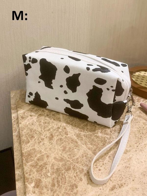 Cow Pattern Makeup Bag,  Portable Cosmetic Storage Bag, Zipper Makeup Organizer Pouch, Versatile Storage Bag for Skincare, Shampoo, Lotion, Shower Gel