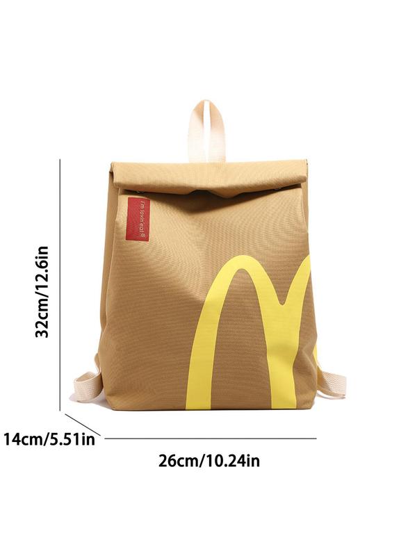 Women's Fashionable McDonald's Print Backpack, Casual Large Capacity Storage Backpack with Adjustable Strap, Trendy All-match Bag for Daily Use