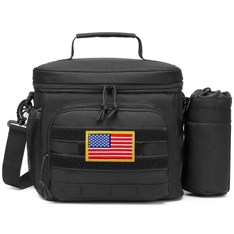 Tactical Lunch Box for Men, 12L MOLLE Lunch Bag Adult, Up to 8 Hours Insulated lunchbox, Large Durable Leakproof Cooler with Detachable Water Bottle Pouch, for Work Camping Fishing