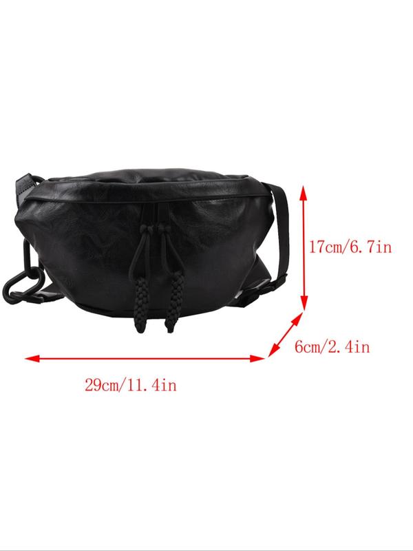 Fashion Solid Color Fanny Pack,Casual Pu Leather Zipper Shoulder Bag with Wide Shoulder Strap, Casual Trendy Versatile High-quality Daily Commuting Bag Chest Bag