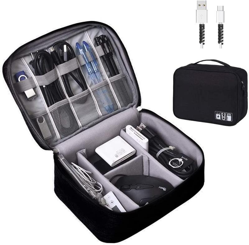 Electronics Organizer Electronic Accessories Bag Travel Cable Organizer portable multi-grids storage bag waterproof two-Layer travel cable organizer for Hard Drives Cables Chargers