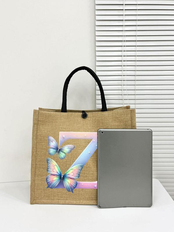 Butterfly & Letter Pattern Tote Bag Set, Large Capacity Shoulder Bag & Pouch Set, Casual Trendy Versatile High-quality Daily Commuting Bag Set