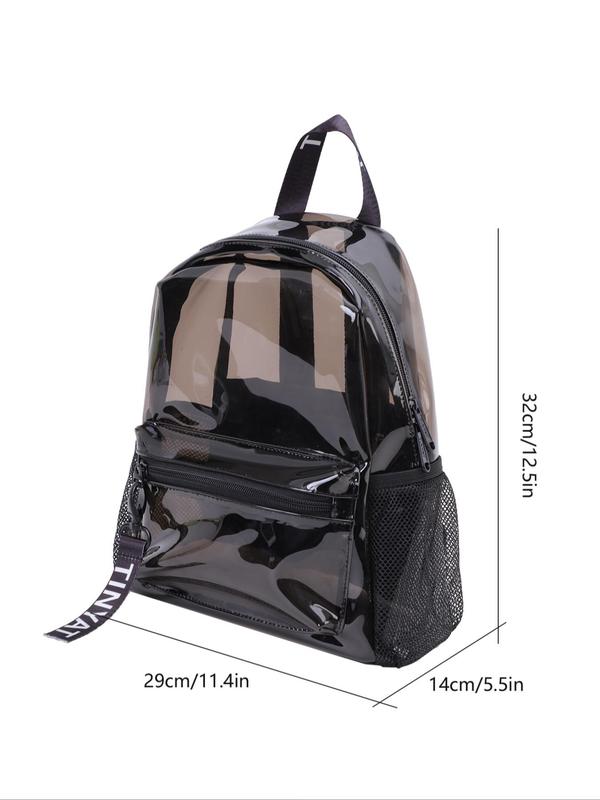 Women's Sporty Transparent Backpack with Color Block Keychain, Casual Trendy Clear Backpack for Summer, Fashionable Backpack for Gym, Travel, Beach, School