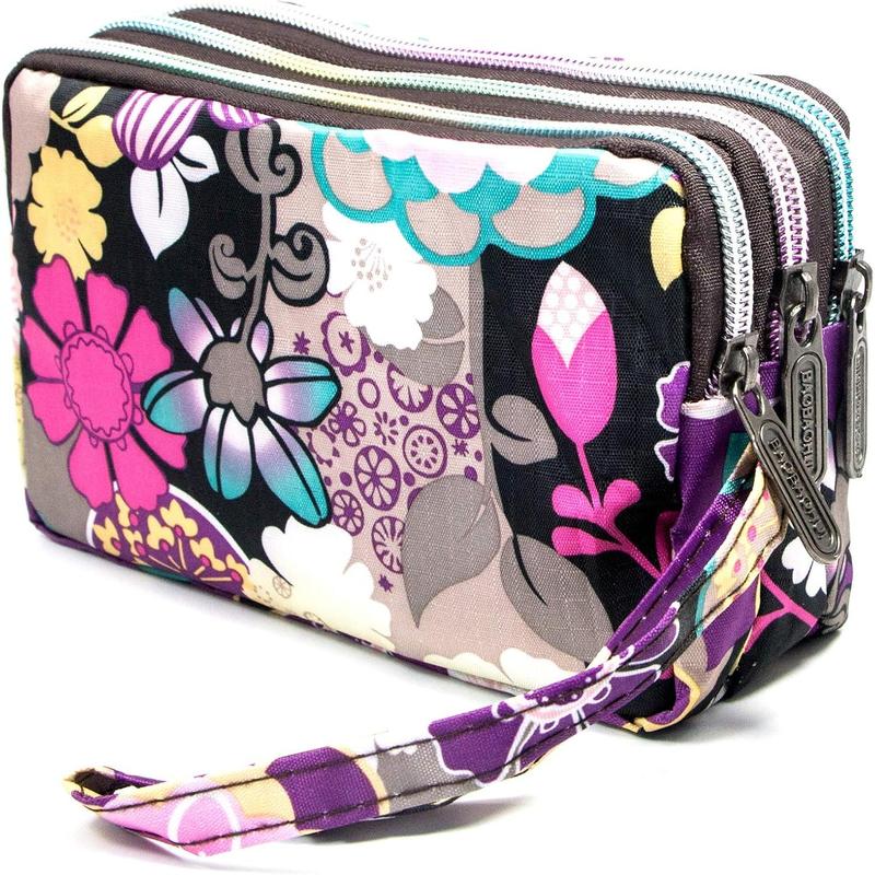 Large Capacity wristlet wallet-women printed nylon waterproof handbag clutch purse