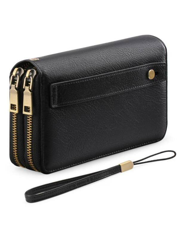 Women's Elegant Plain Color Zipper Wristlet Wallet, Casual Versatile PU Leather RFID Clutch Wallet, Fashionable All-match Card Holder for Daily Life